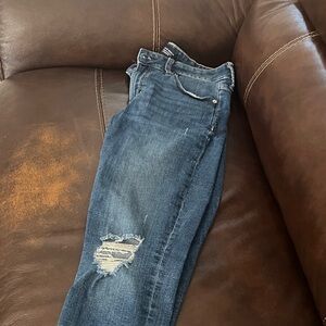 GAP Women's Distressed Skinny Jeans - Dark Blue